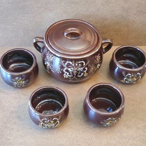 HIGH TEA FOR A LOW PRICE Serves 4 Mid-Century Mod 6" Pot Hand Painted Japan 60's